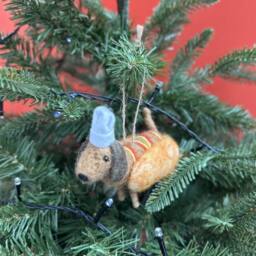 The Alphabet Gift Shop Hot Sausage Dog Christmas Decoration in Brown - thumbnail 2