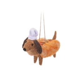 The Alphabet Gift Shop Hot Sausage Dog Christmas Decoration in Brown - thumbnail 1