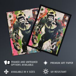 "Artery8 Standing Gorilla Street Graffiti Artwork Modern Wall Art Print - Size: W12"" x H16""" - thumbnail 2