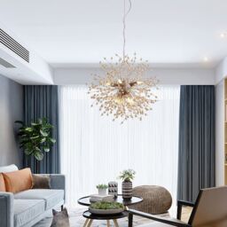 Garwarm 8-Lights Wooden Beads Dandelion Chandelier in Brown - thumbnail 3
