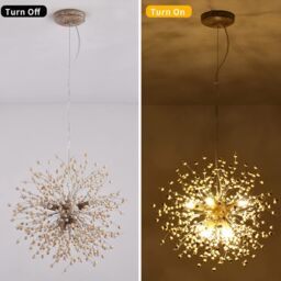 Garwarm 8-Lights Wooden Beads Dandelion Chandelier in Brown - thumbnail 4