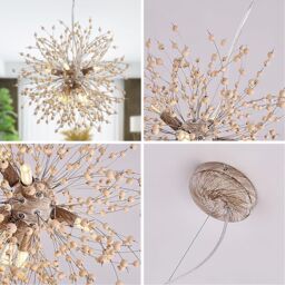 Garwarm 8-Lights Wooden Beads Dandelion Chandelier in Brown - thumbnail 5