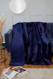 Rapport Home Dyed Mink Faux Fur Polyester Super Soft Cosy Plain Throw in Navy - Size: 150 cm × 200 cm - thumbnail 1