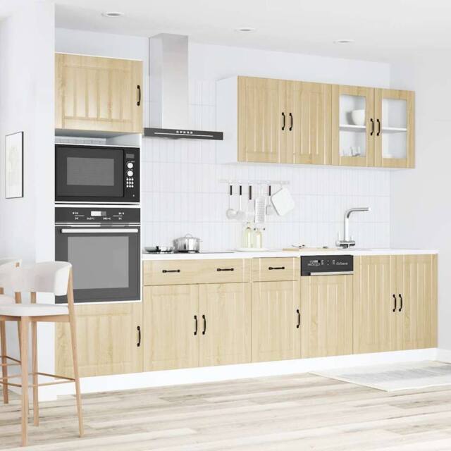 Berkfield Home Elegant 7 Piece Kitchen Cabinet Set Kalmar Sonoma Oak Engineered Wood in Brown