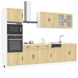 Berkfield Home Elegant 7 Piece Kitchen Cabinet Set Kalmar Sonoma Oak Engineered Wood in Brown - thumbnail 2