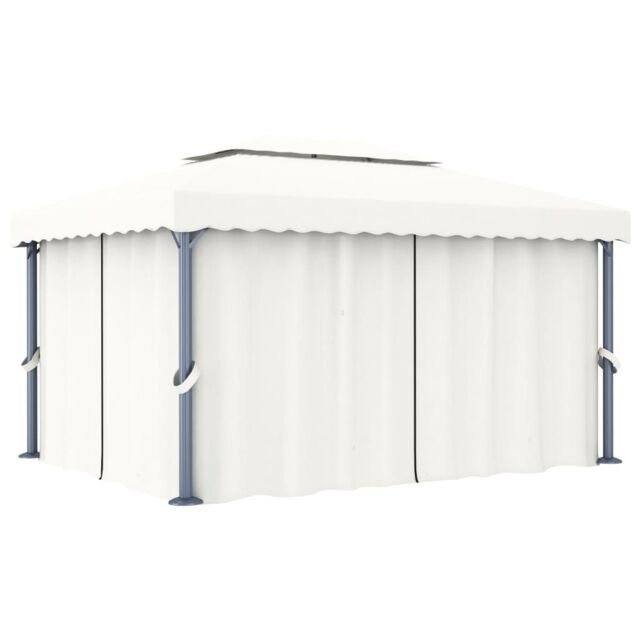 Berkfield Home Gazebo with Curtain 4x3 m Cream White Aluminium - image 1