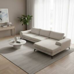 Abakus Direct Venice Chenille Corner Right Sofa with Extra-wide Padded Arms in White - thumbnail 6