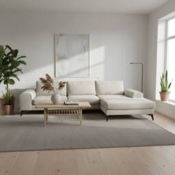 Abakus Direct Venice Chenille Corner Right Sofa with Extra-wide Padded Arms in White - thumbnail 1