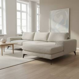 Abakus Direct Venice Chenille Corner Right Sofa with Extra-wide Padded Arms in White - thumbnail 4