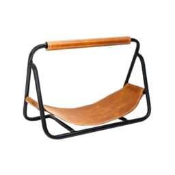 Ivyline Contemporary Black with Hanging Leather Kindling Holder - thumbnail 1