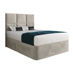 Casani Caprio Upholserted Floorstanding Headboard With Divan Bed Frame in Cream - Size: King - thumbnail 5