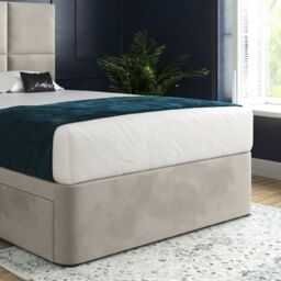Casani Caprio Upholserted Floorstanding Headboard With Divan Bed Frame in Cream - Size: King - thumbnail 3
