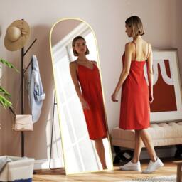 STILVORA 165cm Full Length Standing Mirror, Freestanding or Wall Mounted, Aluminium Frame, Gold - thumbnail 3