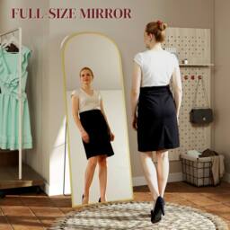STILVORA 165cm Full Length Standing Mirror, Freestanding or Wall Mounted, Aluminium Frame, Gold - thumbnail 6