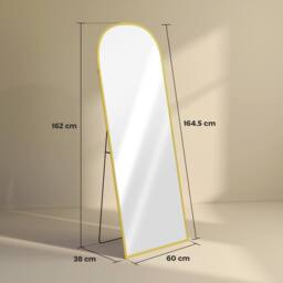 STILVORA 165cm Full Length Standing Mirror, Freestanding or Wall Mounted, Aluminium Frame, Gold - thumbnail 4