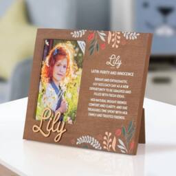 History & Heraldry Personalised Kids Wooden Picture Frame - Lily in Brown - thumbnail 2