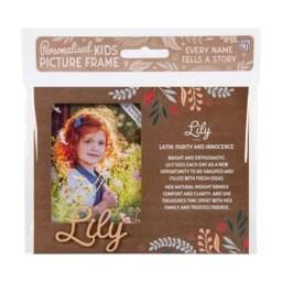History & Heraldry Personalised Kids Wooden Picture Frame - Lily in Brown - thumbnail 1