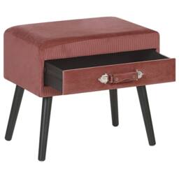 Wyld and Coco Pink Corduroy Side Table with Storage Black Pine Legs 46x50x35 cm - Size: 46 x 50 x 35 cm - thumbnail 5