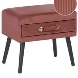 Wyld and Coco Pink Corduroy Side Table with Storage Black Pine Legs 46x50x35 cm - Size: 46 x 50 x 35 cm - thumbnail 2