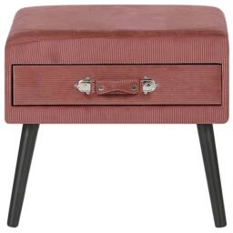 Wyld and Coco Pink Corduroy Side Table with Storage Black Pine Legs 46x50x35 cm - Size: 46 x 50 x 35 cm - thumbnail 6