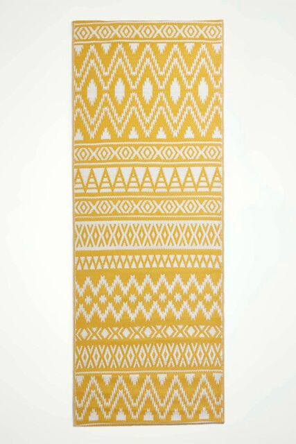 Homescapes Luxury Outdoor Rug Waterproof Reversible for Garden, Yellow Anna Aztec - Size: 75 cm x 200 cm - image 1
