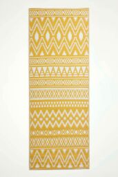 Homescapes Luxury Outdoor Rug Waterproof Reversible for Garden, Yellow Anna Aztec - Size: 75 cm x 200 cm