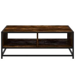 Berkfield Home Durable Coffee Table Smoked Oak 80x80x30 cm Engineered Wood & Metal in Brown - Size: 80 x 80 x 30 cm - thumbnail 5