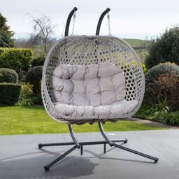 Artemis Home Beauchamp Swinging Double Garden Seat in Light Grey - thumbnail 2