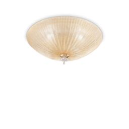 Netlighting Shell 3 Light Indoor Flush Wall Ceiling Light Gold with Amber Glass E27