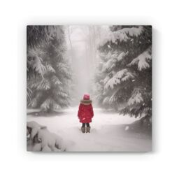 Warren Reed - Designer Little In The Snow Canvas in Red - Size: w10 inch x h10 inch - thumbnail 2