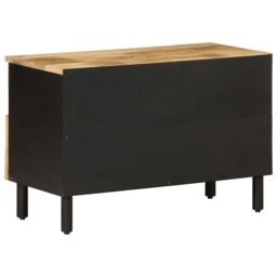 Berkfield Home TV Cabinet Black 70x33.5x46 cm Solid Rough Wood Mango - thumbnail 5