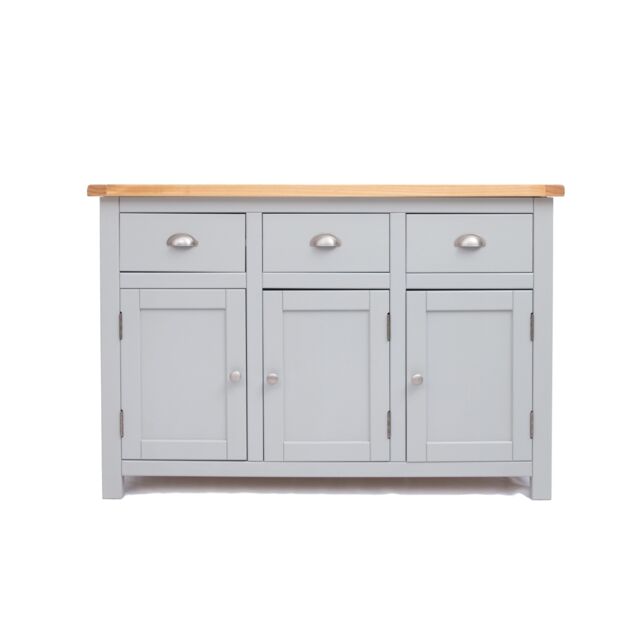 Cabinet Bits Argenta Light Grey 3 Drawer 3 Door Sideboard Chrome Cup Handle - image 1