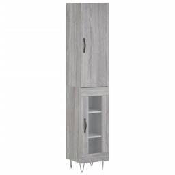 Berkfield Home Highboard Grey Sonoma 34.5x34x180 cm Engineered Wood - thumbnail 3
