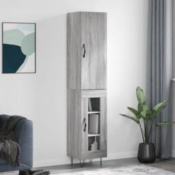 Berkfield Home Highboard Grey Sonoma 34.5x34x180 cm Engineered Wood - thumbnail 2
