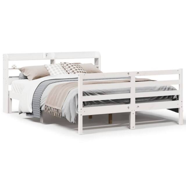 Berkfield Home Bed Frame with Headboard without Mattress White 160x200 cm - image 1