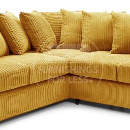 Furnishings For Less UK Ferguson 5 Seater Fabric Corner Sofa L Shaped Jumbo Cord - Scatter Back in Mustard - thumbnail 2