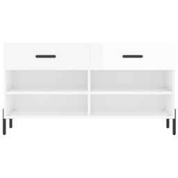 Berkfield Home Shoe Bench High Gloss White 102x35x55 cm Engineered Wood - Size: 102 x 35 x 55 cm - thumbnail 6