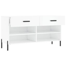 Berkfield Home Shoe Bench High Gloss White 102x35x55 cm Engineered Wood - Size: 102 x 35 x 55 cm - thumbnail 5