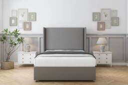 "Comfort Beds Madrid Dumfries Divan Set No Drawers-54"" Wingback in Light Grey - Size: Single" - thumbnail 1