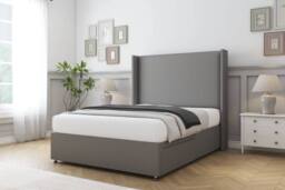 "Comfort Beds Madrid Dumfries Divan Set No Drawers-54"" Wingback in Light Grey - Size: Single" - thumbnail 2