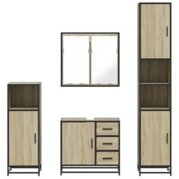 Berkfield Home 4¬†Piece Bathroom Furniture Set¬†Sonoma Oak Engineered Wood in Brown - thumbnail 5