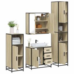 Berkfield Home 4¬†Piece Bathroom Furniture Set¬†Sonoma Oak Engineered Wood in Brown - thumbnail 1