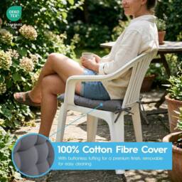 Harbour Housewares Round Seat Pad - 40 x 40cm in Navy - Size: 40 x 40 cm - thumbnail 5
