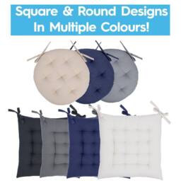 Harbour Housewares Round Seat Pad - 40 x 40cm in Navy - Size: 40 x 40 cm - thumbnail 7