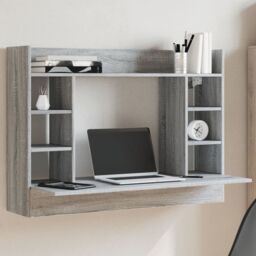 Berkfield Home Wall-Mounted Desk Grey Sonoma 105x48x75 cm Engineered Wood - Size: 105 x 48 x 75 cm - thumbnail 1