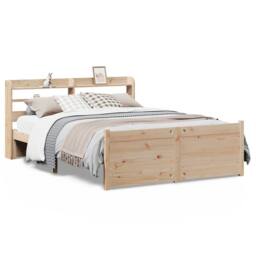 Berkfield Home Bed Frame with Headboard without Mattress 150x200 cm King Size in Natural - thumbnail 1