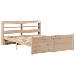 Berkfield Home Bed Frame with Headboard without Mattress 150x200 cm King Size in Natural - thumbnail 3