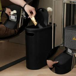 Kelvenix Plastic Waste Bin With Lid Black - Size: 0.6m2 - thumbnail 5
