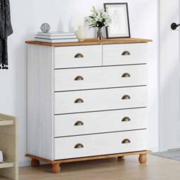 "Berkfield Home Chest of Drawers ""ASKIM"" White 91x40x95, 5 cm Solid Wood Pine" - thumbnail 4