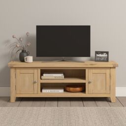 Seconique Windsor Straight TV Unit (Fully Assembled) in Light Oak - thumbnail 1